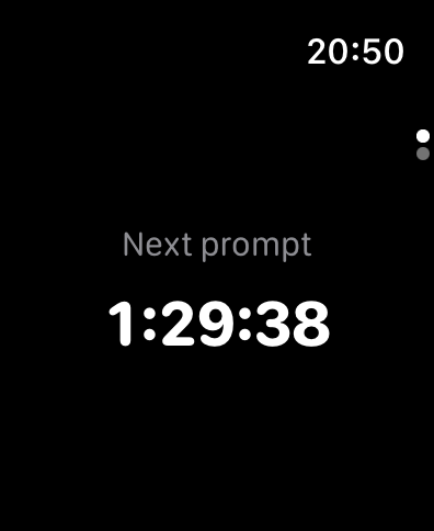 PottyPro on Apple Watch showing the time until the next prompt